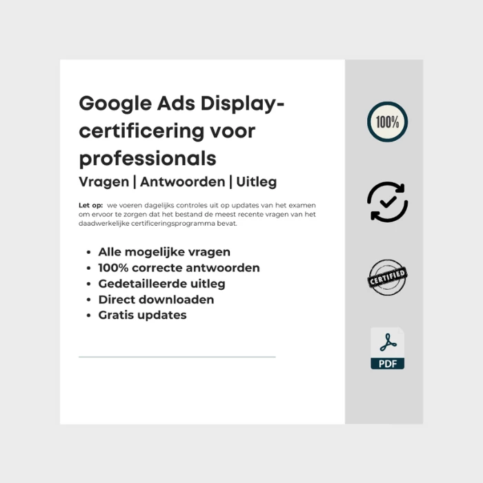 Afbeelding met omslag van e-boek getiteld Google Ads Display-certificering voor professionals